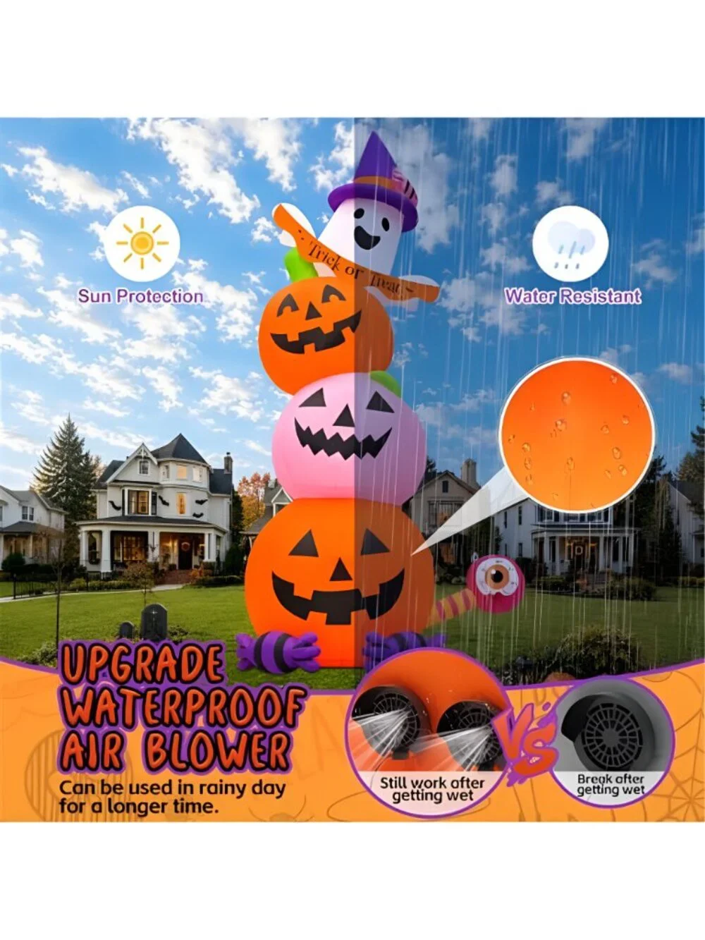 20FT Tall Halloween Inflatables Pumpkin Ghost